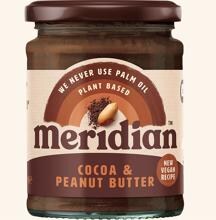 Meridian Foods Cocoa Peanut Butter, 6 x 280 g Glas, Cocoa + Peanut