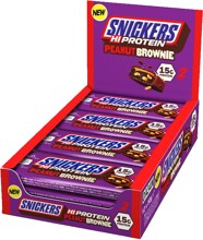 Snickers Hi-Protein Peanut Brownie Bar, 12 x 50 g Riegel, Milk Chocolate
