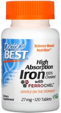 Doctor's Best High Absorption Iron with Ferrochel, 120 Tabletten