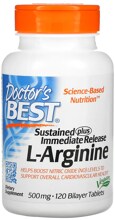Doctor's Best Sustained Plus Immediate Release L-Arginine, 120 Tabletten