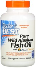 Doctor's Best Pure Wild Alaskan Fish Oil with AlaskOmega, 180 Softgels