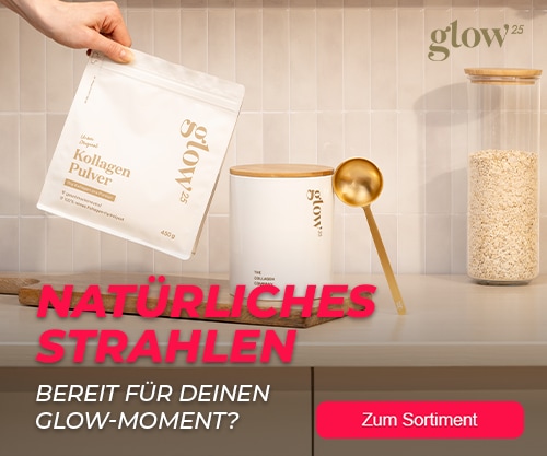 Entdecke jetzt hochwertige Kollagen Produkte von Glow25 für deinen Glow Moment!
